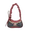 2026 Autumn New Fashion Armpit Color Block Versatile Shoulder Bag Girl Stylish Plaid Handbag Women Purse