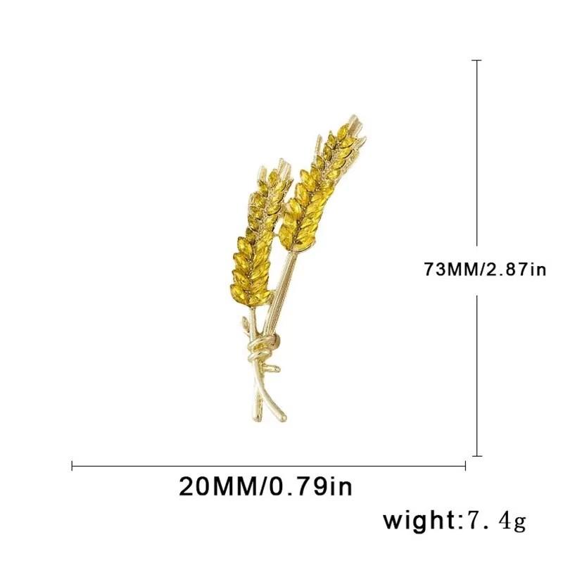 Classic Wheat Sheaf Cubic Zirconia Broochs For Women Men Gold Metal Crystal Plant Brooch Party Daily Zircon