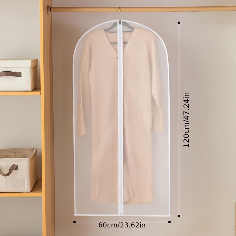 5pcs Thickened Transparent Garment Bags with Full Zipper Closure - Suitable for Suits, Wedding Dresses, Travel And Wardrobe Organization