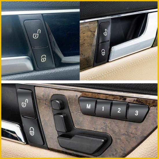Black Lock Button Switch Patch Unlock Trim Sticker Cover For W212 Benz W204 X204