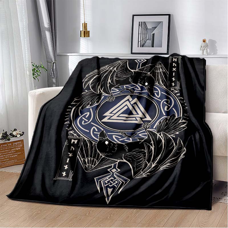 3D Viking Odin Valhalla Nordic Mythology Symbols Blanket,Soft Throw Blanket for Home Bedroom Bed Sofa Picnic Office Travel Cover