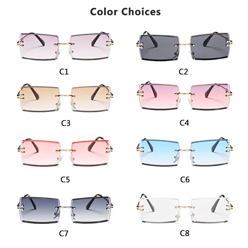 New Rimless Rectangle Sunglasses for Women Men Trendy Frameless Square Shades Ultralight UV400 Eyewear Unisex
