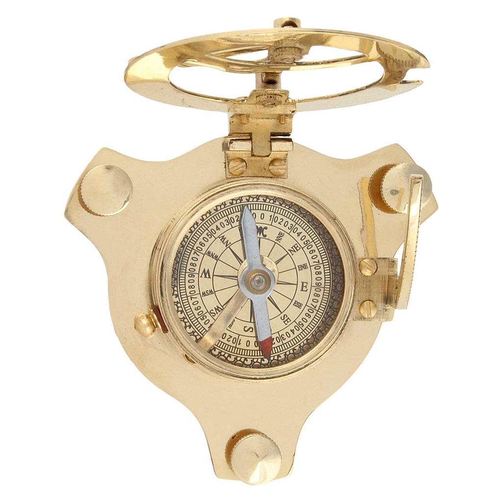 Decorative Compass for Hiking, 3 Inches Nautical Compass Pocket Compass , Camping Maritime Vintage Brass Sundial Compass