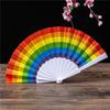 Club Gay Pride EDM Vintage Chinese Fan Hand Fan Rainbow Folding Fan LGBT