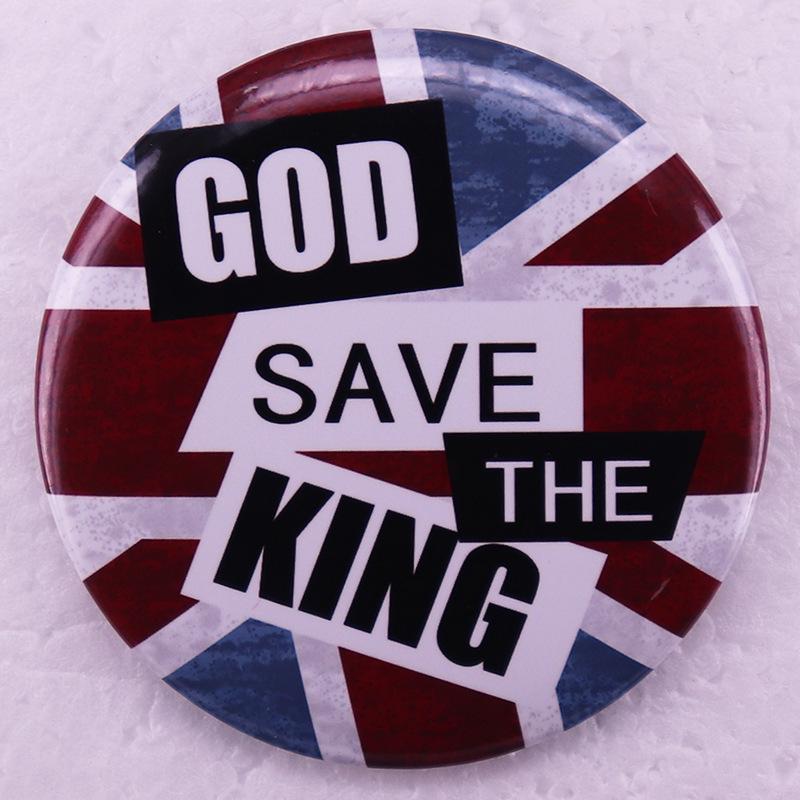 

UK Flag God Save the King Tin Badge Pin