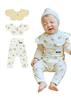 Soft Modal High Waist Leggings 1P Bib 2P Mimosa Set [Konny] + / (Mimosa/Mimosa/Yellow)-12M