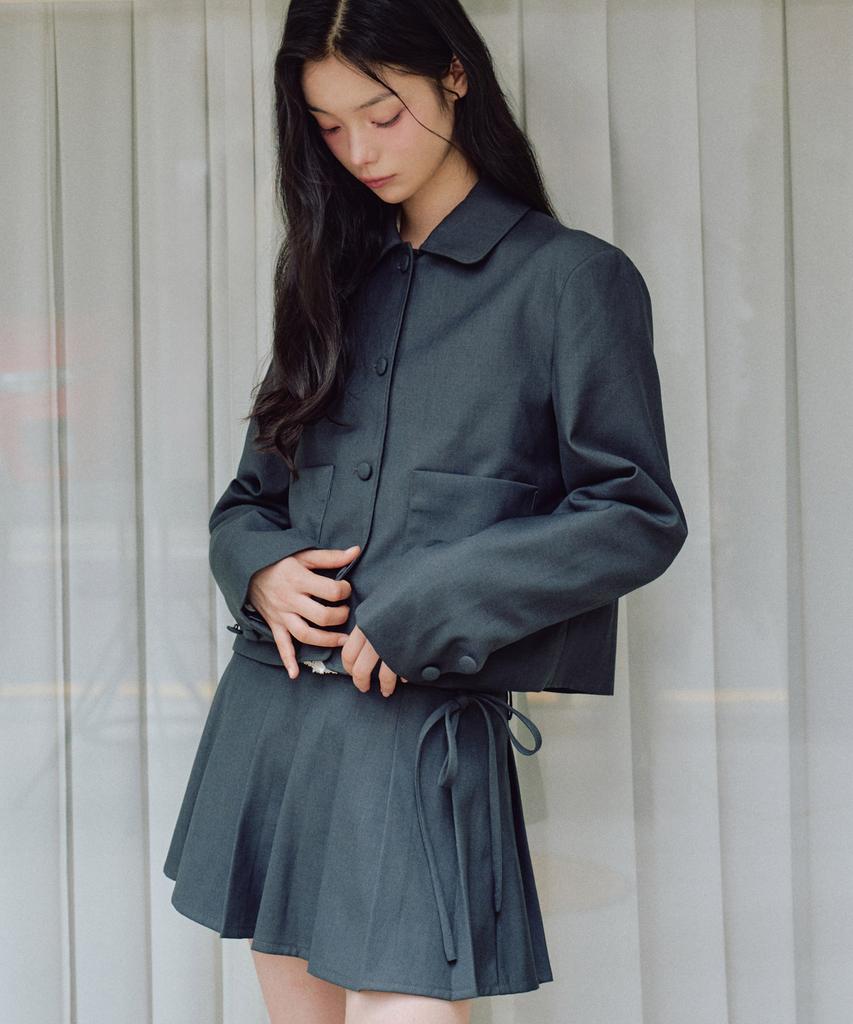 Short Jacket With Zeroplanet Ribbon [Charcoal]