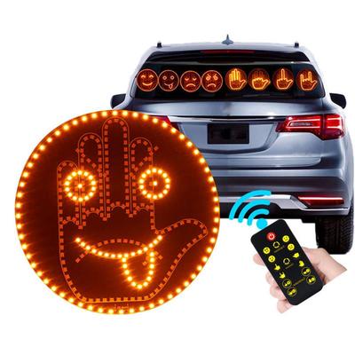 Luz LED Criativa Divertida de Gesto para Carro Com Controle Remoto Sinal LED Engraçado de Expressão Facial Sinal de Dedo Médio Luzes de Freio de Alerta