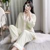 Autumn and winter new island velvet women's pajamas cardigan two-piece set long-sleeved trousers double-sided velvet loungewear thickened and warm