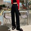 Spring and Autumn Solid Casual Wide Leg Pants Women Fashion Elegant Loose High Waist Trousers Women Straight Slim Fit Fashion Ladies Long Pants 25893