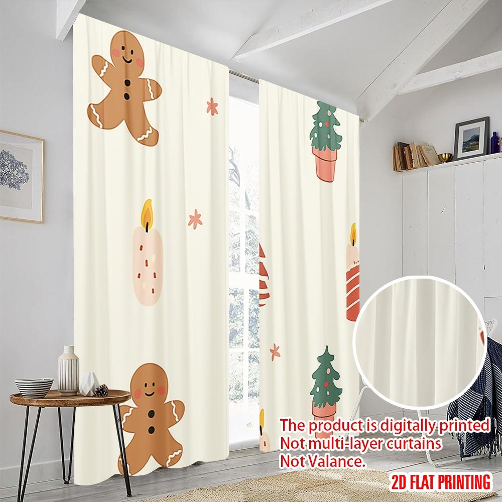 2 Stück, 2D-Flachdruck Druckvorhänge Niedlich Weihnachten Feiertag Vielseitig Polyester (ohne Stange) Außendekorationen Verwendung für