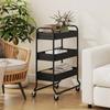 3-Tier Storage Trolley on Wheels, Rolling Utility Cart with Mesh Backets for Kitchen, Bathroom, Bedroom, Black
