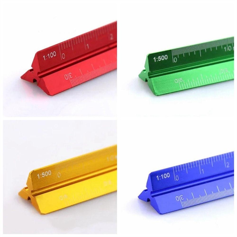 Aluminum Zinc Zinc Alloy Measuring Ruler Multi-function Metal Ruler Triangular Scale Ruler Stationery