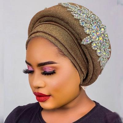 Turbante de lujo con diamantes de imitación para mujer