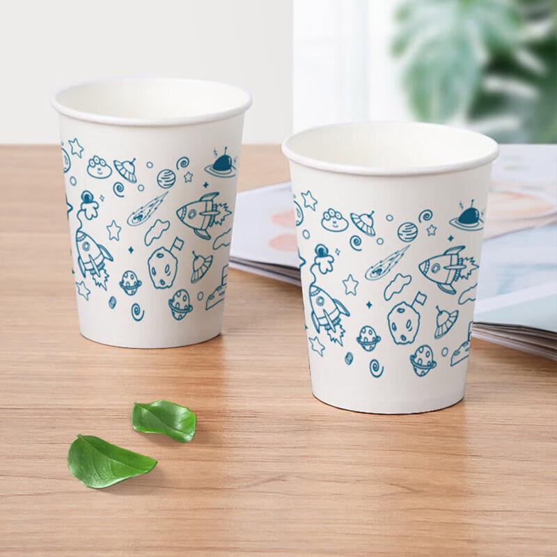 MENGTING 233ml Thickened Disposable Paper Coffee Cups, 100 Count