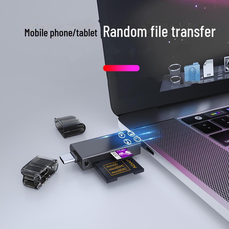 Metal OTG Card Reader for TF/SD Cards - Compatible with Apple, Android Type-C, and USB 2.0 Devices