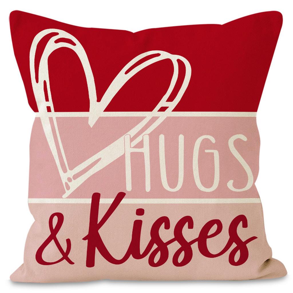 Valentine's Day Couple Love Sofa Pillow Cover Home Decoration Pillow Cover Linen Printed Cushion Cover