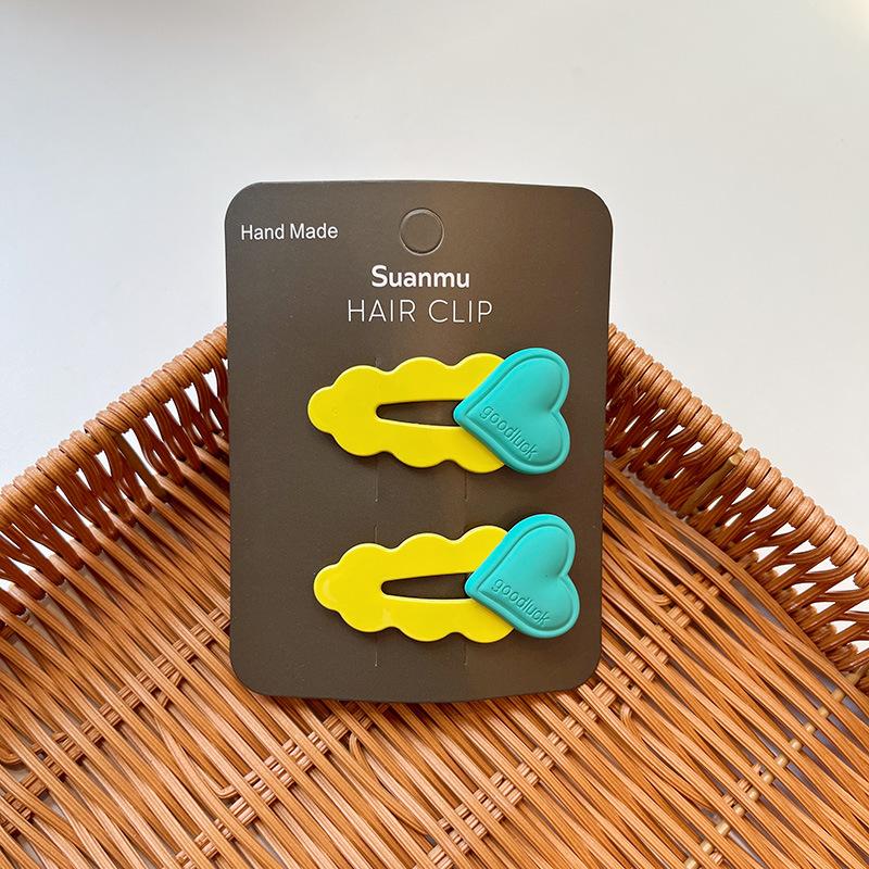 

Little Girl Fluorescent Color Love Hairpin Children s Color Wavy Side Broken Hair BB Clip Pair Hairpin Headdress