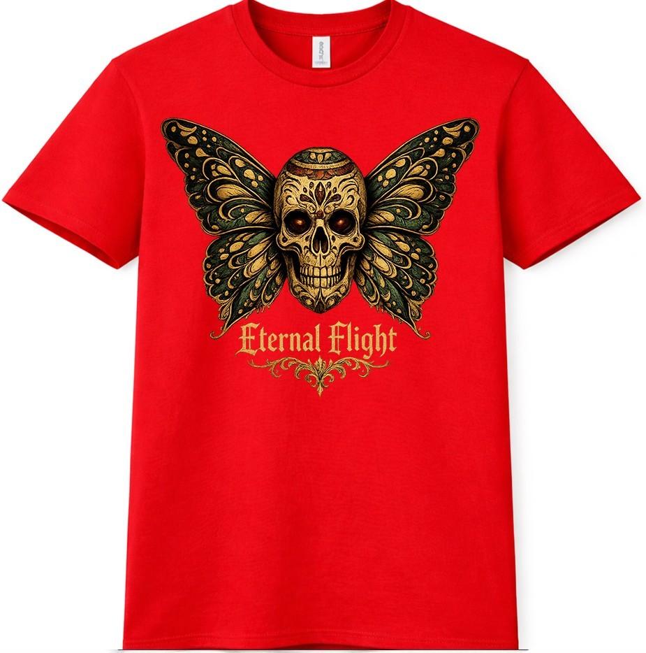 Butterfly Skull T-Shirt Eternal Flight Gothic Fantasy Winged Graphic Tee 4XL