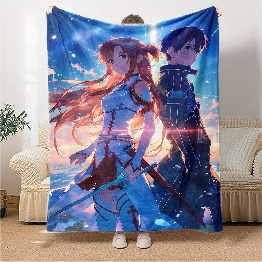 1pc Sword Art Online2 Blanket, Gift, for Men and Women, Soft Blanket, Good for Sofa Bed Couch Travel, Lightweight Flannel Blanket