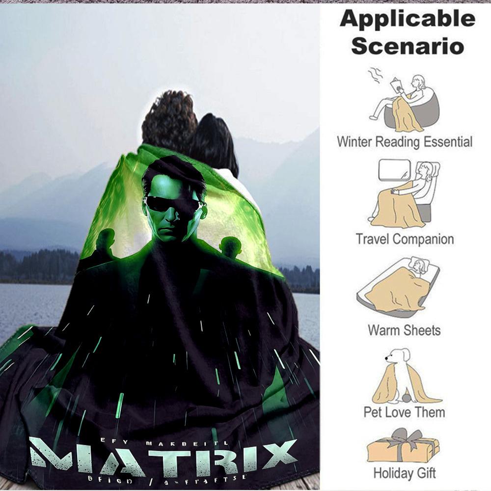 1pc The Matrix Flannel Throw Blanket - HD Printed Lightweight Soft Warm All-Season Blanket for Sofa, Bed, Travel, Camping 046