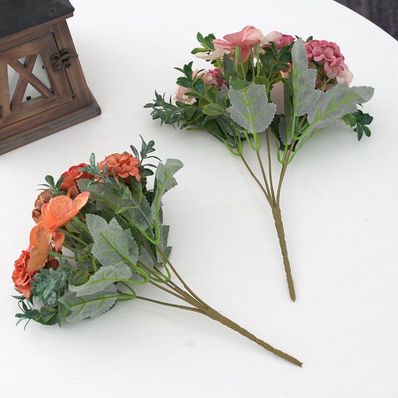 5-pronged Vintage Hydrangea, Silk Flower, Artificial Flower, Green Plant, Wedding Photography, Home Decoration Arrangement
