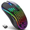 Adjustable DPI RGB Lighting Mouse Ergonomic Design Honeycomb Shell Gaming Mouse Colorful LED Backlit 2.4G Wireless Mouse