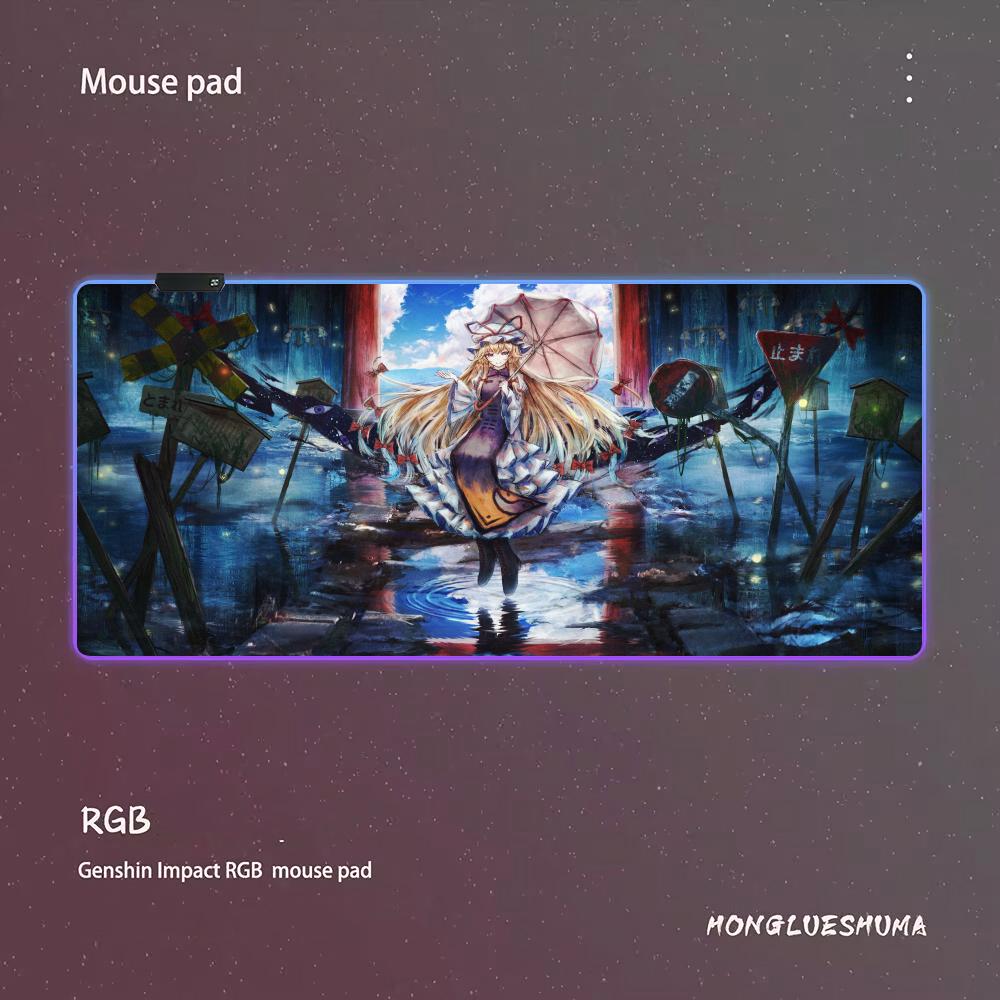Anime Touhou Project Mouse Pad RGB Gaming Mouse Pad Desk Mat HD Gamer Large LED Light XXL MousePads RGB600x300x4mm