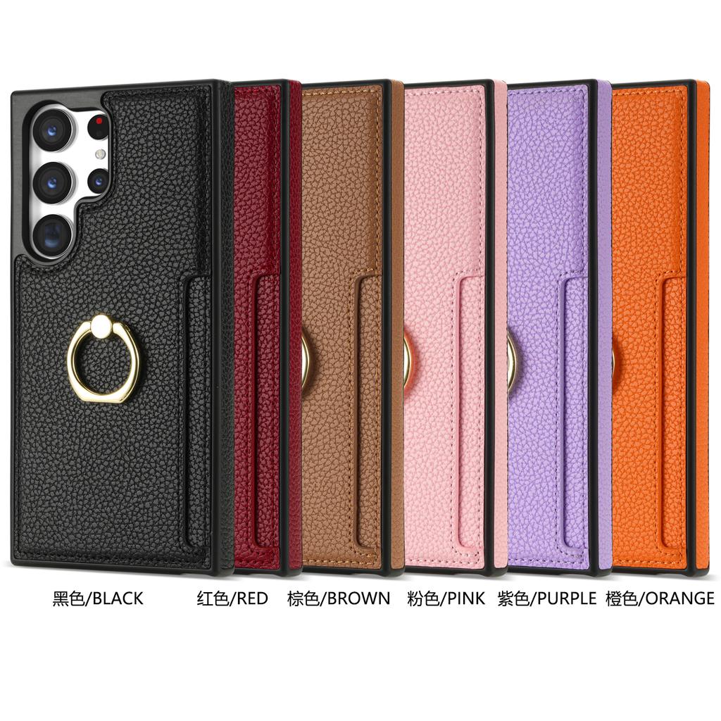 Leather Case For Samsung Galaxy S25 Edge S24 Ultra S23 Ultra S22 Plus S21 FE A54 A14 A53 A13 Ring Holder Cards Solt Phone Cover