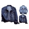 Giacca da Donna Colletto Revers Manica Lunga Monopetto Tinta Unita Bottoni Taschini sul Petto Slim Fit Denim Hip Hop