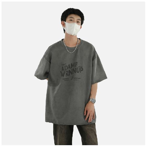 Short Sleeve t T-shirt Men's Fashion Brand Summer Loose Half Sleeve Fashion ins Simple Printed Top