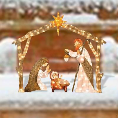 Christmas Nativity Scene Figurine Set Jesus Holy Family Statue Light Up Birth of