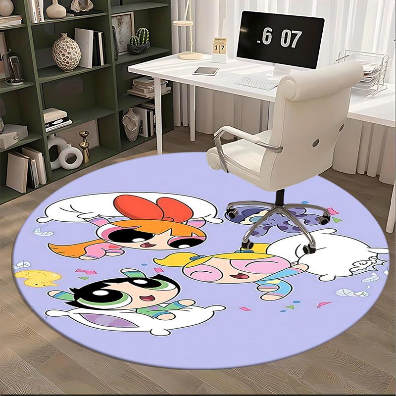 Powerpuff Girls Chair Mat Round Carpet - Home Decor, Office Rug