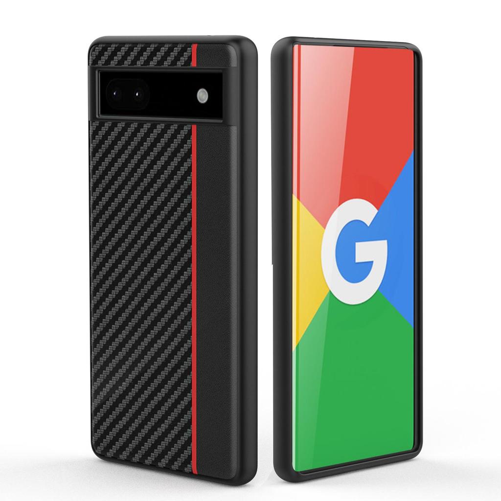 Google Pixel 6A Ultra-Thin Carbon Fiber Kevlar Pattern Protective Leather Case.