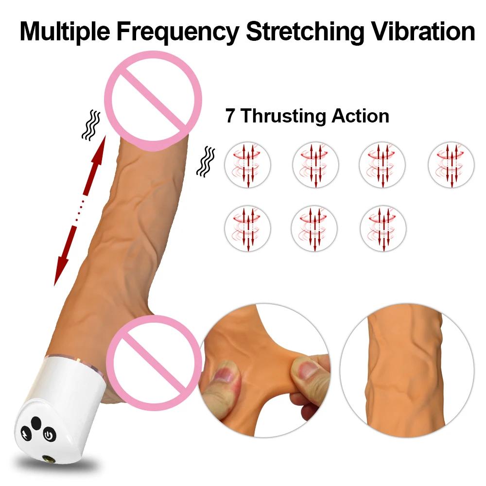 Remote Control Automatic Realistic Dildo Heating Vibrator for Women G-spot Dildo With Suction Cup Thrusting Penis Female Sex Toy