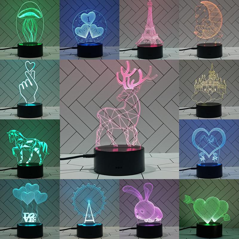 Ne Custom Photo Creative 3D Illusion Anime Lamparas Acrylic Table Desk Base LED Christmas Lamp Kid'S Room Decor Night