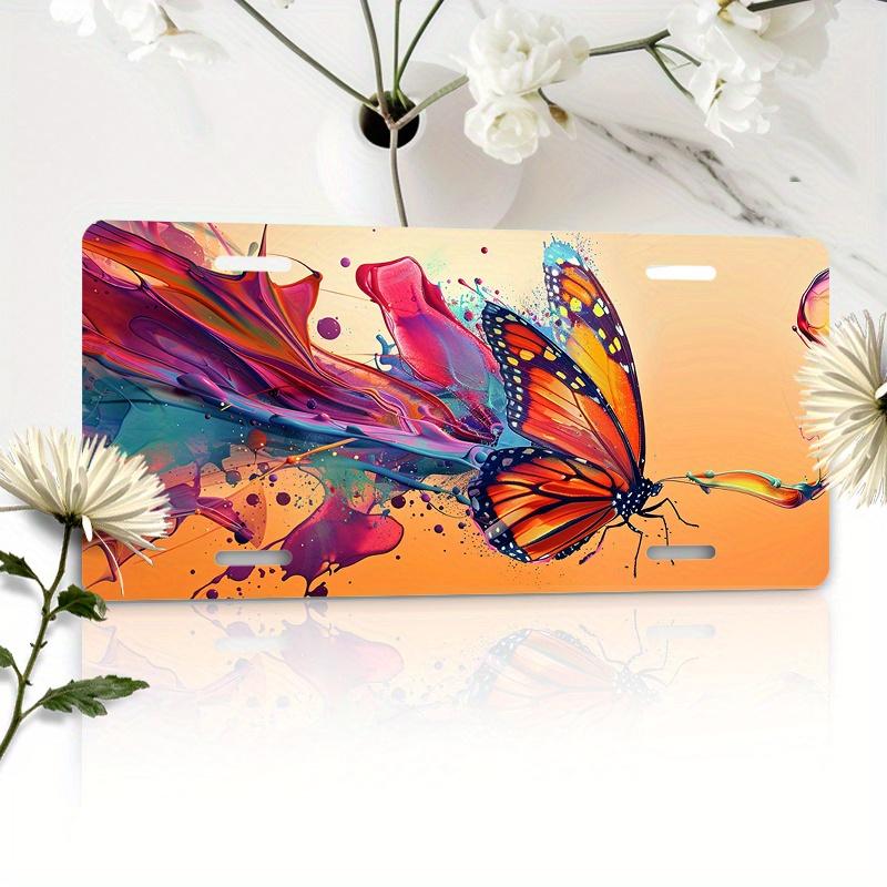 D Flat Car Ppc X Inches (XCm) Car Plaque Butterfly Outline Graffiti Wall Art Glitter Effect () Car Art Plaque 15x30cm(5.9x7.8inch)