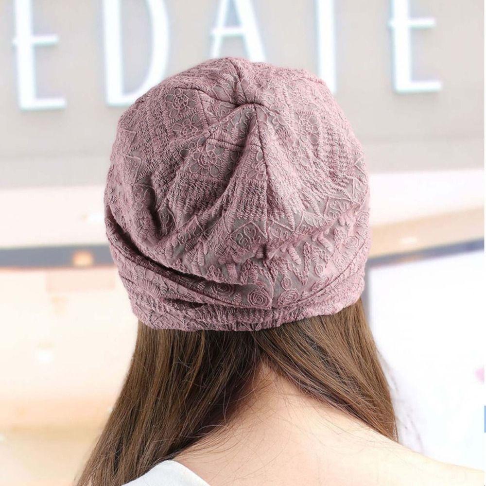 Embroidery Women Baseball Cap Breathable Turban Beanies Hat Flower Beanie Cap  Autumn Summer