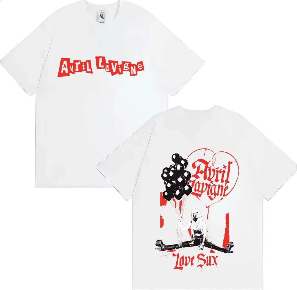 2026 Avril Lavigne A Trendy Rapper Is On A Doublesided Printed Cotton Tops Casual Loose Tshirt for Her Album Tour Unisex