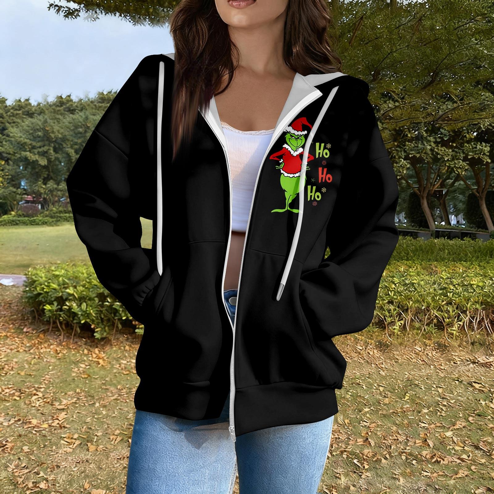 

Women s Casual Fashion Long Sleeve Zipper Printed Hooded Sweatshirt S красный