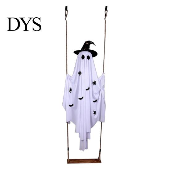 Decorazione fantasma oscillante leggera, grande altalena da appendere, decorazione di Halloween, 1,5 m, spettrale, su un decoro da giardino luminoso con cappello da strega per albero, portico, cortile