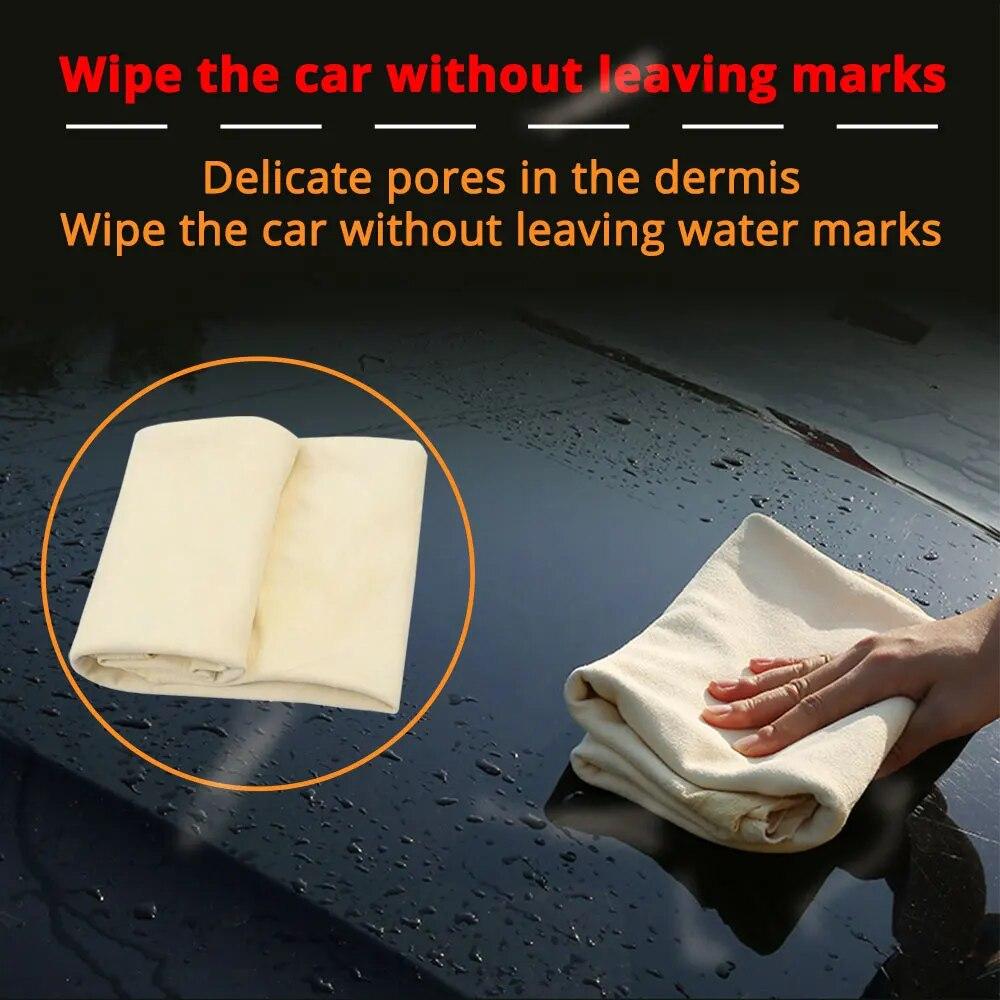 40x70CM Natural Deer Skin Cleaning Cloth for Car Wash Care, Quick Dry Cleaning Towels, High Water Absorption Glass Drying Cloth