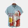 Christmas Humorous Funny Santa Claus Shirt For Men 3D Print Hip Hop Music Button Shirts Beer Party Fun Xmas Hawaii Shirt 2026