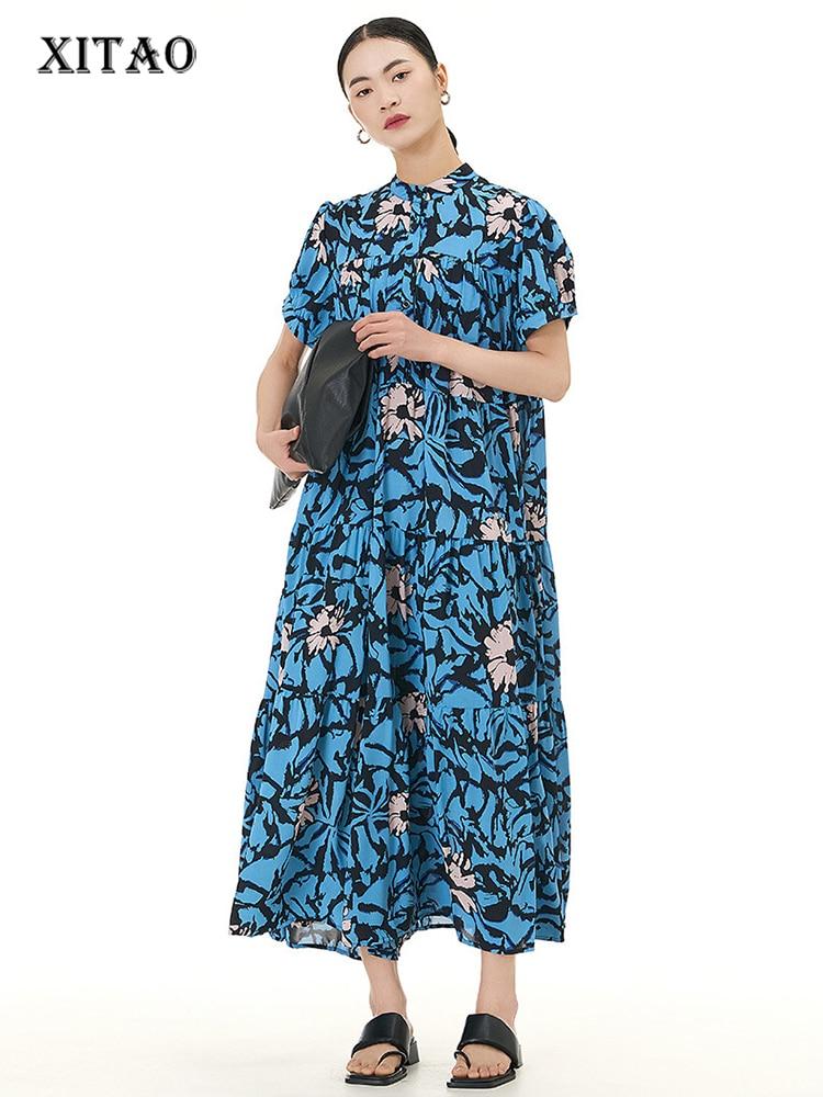 

XITAO повседневное платье с принтом, свободное модное простое платье для женщин ZY8648