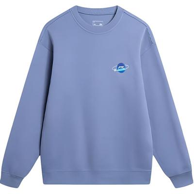 Li Ning Pull Décontracté à Col Rond et Manches Longues pour Homme Sweat-shirt Bleu Poussière AWDU019-1