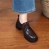 Craftsman Single Shoes Thick Lace-up Women's British Round Head Heel New Mid-autumn Leather Shoes Heel Loafers