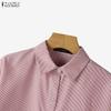 ZANZEA Women Casual Turn Down Collar Long Sleeve Loose Stripe Blouse