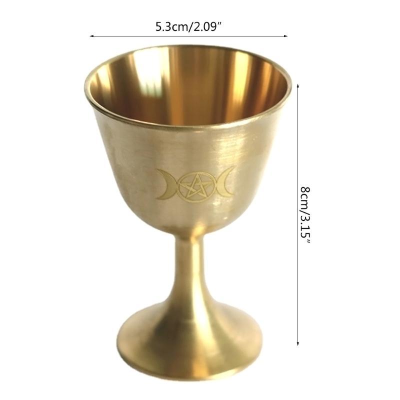 Ritual Cup Altar Goblet Wicca Gold Plating Brass Ceremony Moon Divination Astrological Tool Board Game Witchcraft Prop Supplies