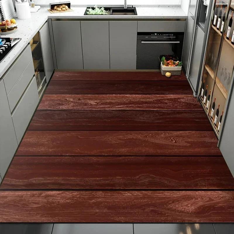 Vintage Teppich mit unregelmäßiger Holzmaserung für Wohnzimmerdekoration Sofa Tisch Großer Teppich Flur Balkon Rutschfeste Fußmatte Alfombra