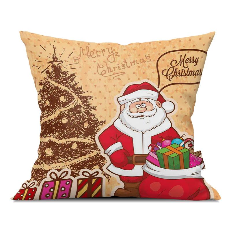 Merry Christmas Pillowcase Cartoon Printing Office Sofa Lumbar Pillow Cover for Home